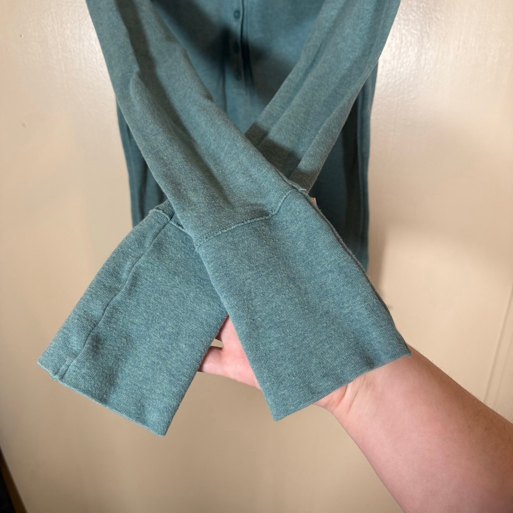 Y2K 2000s Teal Henley Long Sleeve Top Large Vintage American Eagle - Picture 7 of 8